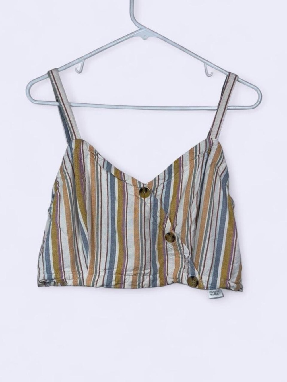 Aeropostale Striped Linen Blend Crop Cami Tank Top XL Boho Summer